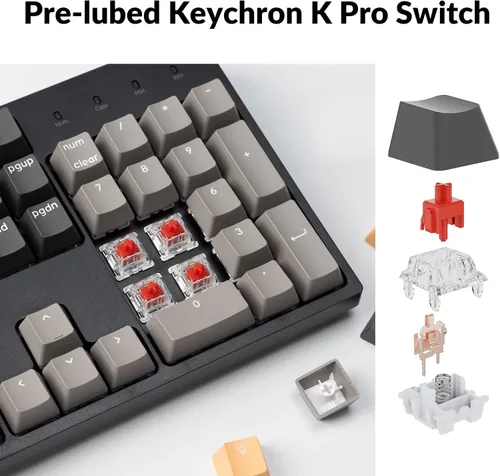 Vista 7 de Keychron C2 Pro Teclado mecánico personalizado con cable Diseño de tamaño completo QMKVIA Macro RGB programable con retroiluminación intercambiable
