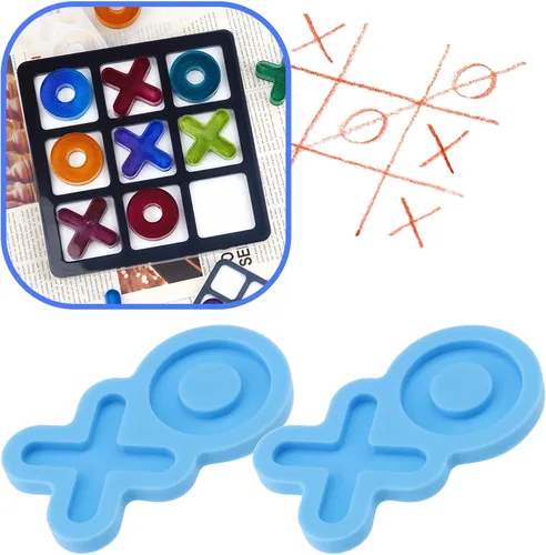 Vista 4 de Juego de mesa de 5 piezas de moldes de silicona para juegos de mesa Tic Tac Toe Moldes de silicona X O Board Moldes de resina epoxi moldes