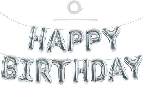 Vista 62 de TONIFUL Pancarta de Globos Negros de Feliz Cumpleaños de 16 Pulgadas con Letras de Papel de Aluminio Mylar, Cartel Banderín Reutilizable