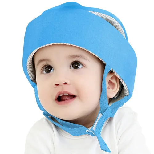 Vista 7 de Casco de bebé para niños pequeños, protector de cabeza para bebé, arnés de protección, suave y ajustable, protector de cabeza (azul)