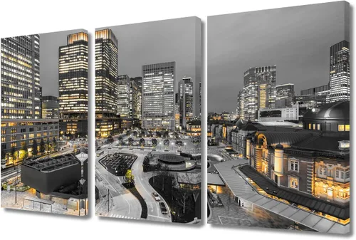 Vista 76 de TUMOVO 3 paneles de paisaje urbano en blanco y negro de Estados Unidos, arte de pared, famoso puente Golden Gate, San Francisco por la noche