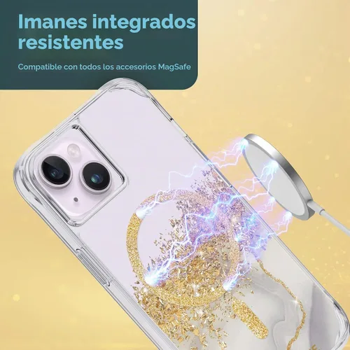 Vista 6 de Case-Mate Funda para iPhone 14 Plus, mármol de quilates [protección contra caídas de 10 pies] [compatible con MagSafe] Funda magnética con bonito