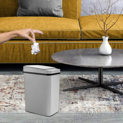 Vista 2 de Cubo de basura con sensor – Cubo de basura activado por sensor de 12 litros con tapa Cubo de basura inteligente con sensor de movimiento