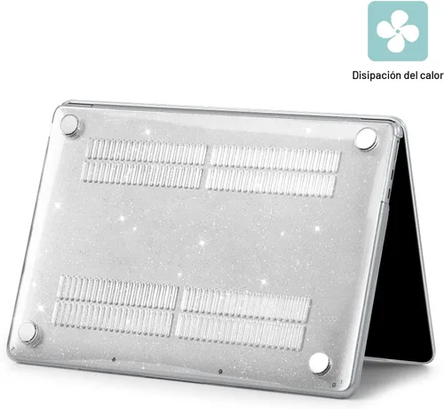 Vista 9 de EooCoo Funda brillante para MacBook Air de 13 pulgadas M5/M4/M3/M2 2026 Purpurina transparente.