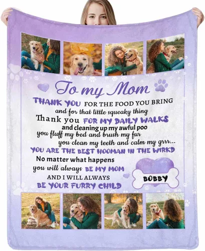 Vista 22 de Manta personalizada con imagen, mantas de memoria personalizadas para perros, hechas en Estados Unidos, imagen personalizada para pérdida de 1 Foto