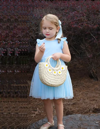 Vista 6 de Arshiner Vestido tutú para niñas pequeñas, vestidos de verano esponjosos, vestidos casuales de fiesta de tul para niños de 2 a 6 años