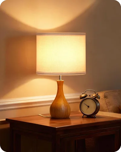 Vista 12 de LE09TLP205 - Juego de 2 lámparas de mesa de madera, lámpara de noche pequeña con pantalla de lino beige y base de madera natural oscura, lámpara
