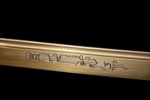 Vista 3 de Katana dorada hecha a mano, espada samurái japonesa 1095 de arcilla de acero templada, hoja de afeitar de espiga completa, afilada, regalos para él