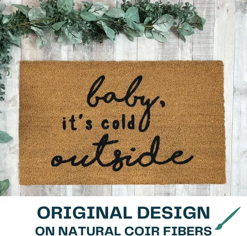 Vista 6 de Nickel Designs Christmas Doormat, Heavy Duty Natural Coir Fibers, UV Resistant, Winter Front Porch Decor, Christmas Theme (Standard 18x30 inches)
