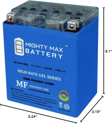 Vista 9 de Mighty Max Battery Reemplazo de batería de gel de 12V 12AH 165CCA para Honda CB360, G, T 74-76