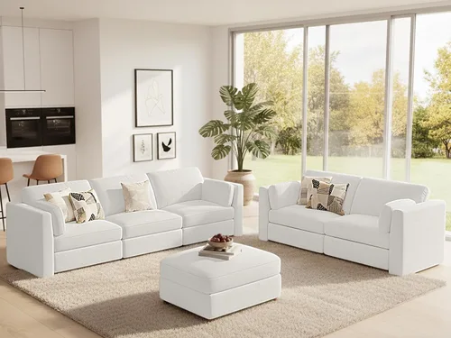 Vista 51 de CUGOAO Sofá biplaza extragrande de 83.5 pulgadas, sofás para sala de estar, sofá nube de felpilla de asiento profundo, sofá modular seccional, funda