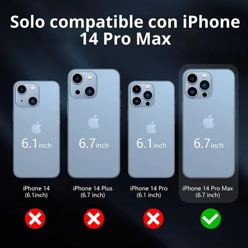 Vista 5 de Funda compatible con iPhone 14 Pro Max, funda protectora de alta resistencia, cuerpo completo, goma de silicona duradera a prueba de golpes