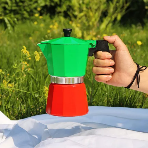 Vista 4 de Pilipane Cafetera de café expreso y cafetera, olla clásica de moka, cafetera de aluminio, cafetera de inducción Moka para capuchino o café con leche
