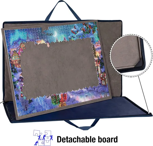 Vista 2 de Lavievert Tablero de rompecabezas de 1000 piezas con funda acolchada, funda portátil con 4 bandejas de clasificación y tabla desmontable