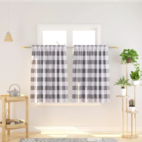 Vista 223 de Cenefas de cortina para ventana de 16 pulgadas de largo, 2 paneles de cuadros búfalo, cortinas pequeñas con bolsillo para barra, estilo clásico