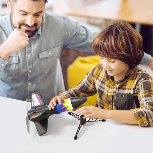 Vista 6 de Lanzador volador para niños, juguetes voladores eléctricos con recuperación de paracaídas, juguete ecológico con relanzamiento ilimitado, gran