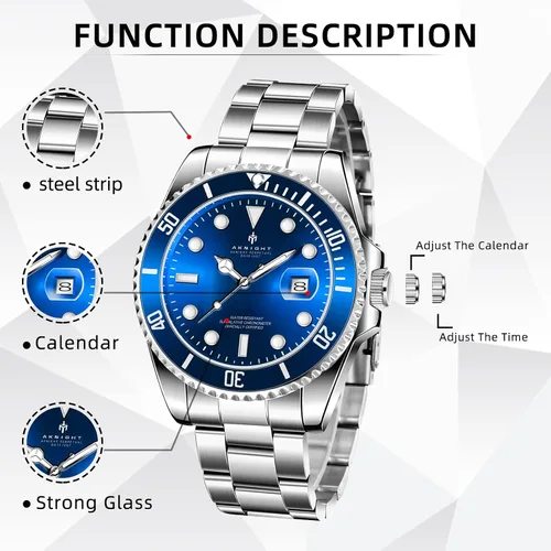 Vista 3 de BENYAR AKNIGHT Watches for Men, Waterproof Male Watch Luminous Chronograph Analog Quartz Movement Mens Watches, Stylish Men's Wrist Watch with