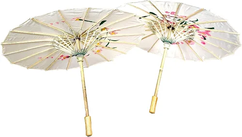 Vista 39 de TJ Global Paquete de 2 paraguas chinos japoneses para niños, 22 pulgadas, para bodas, fotografías, disfraces, cosplay, decoración y otros eventos, 2