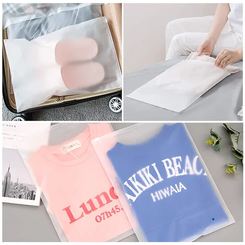 Vista 7 de Bolsas de embalaje de ropa para envío, 150 bolsas de plástico transparente con cremallera esmerilada para ropa de camisa, bolsas resellables