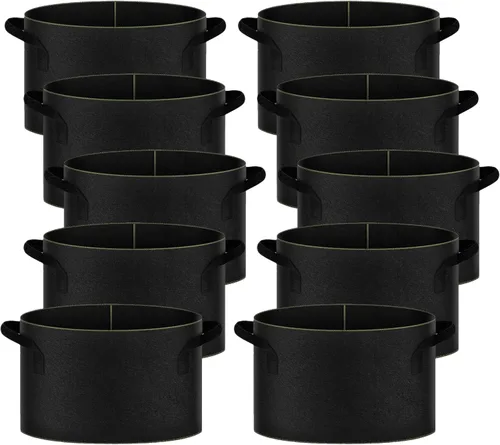 Vista 14 de iPower - Bolsa de cultivo para plantas de 5 galones, paquete de 6, resistentes, de tela con asas de nylon, contenedores de 300g de tela no tejida