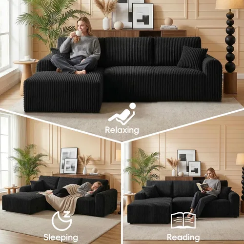 Vista 7 de Sofá modular Cloud de 104 pulgadas con diván en forma de L, sofás tapizados modernos con asiento profundo, sofá comprimido de esponja de pana