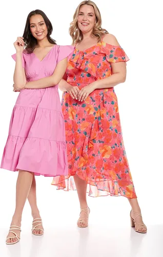 Vista 5 de London Times Vestido de verano fácil de vacaciones de verano para mujer con cuello en V