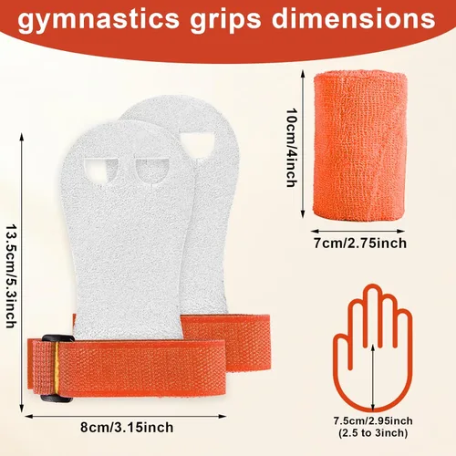 Vista 2 de 2 pares de agarres de mano de gimnasia, equipo de gimnasia para niños, juegos de pulseras de gimnasia, guantes de agarre de barra de gimnasia