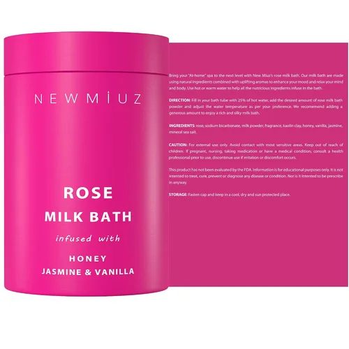 Vista 8 de Baño calmante de leche de coco rosa en remojo, hidrata, suaviza la piel, miel, jazmín, vainilla, destress, lujo, spa, baño, sal en polvo, alivio