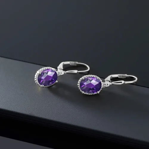 Vista 121 de Gem Stone King Aretes colgantes de gota para mujer, plata de ley 925, piedra natal ovalada de 0.354 x 0.276 in, joyería fina, regalos para ella