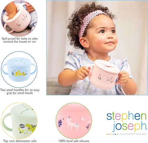 Vista 5 de Stephen Joseph, Taza de silicona para refrigerios, tazas para bebés y niños pequeños, conejo, mediano