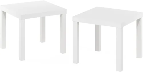 Vista 4 de Furinno Classic Homey - Mesa auxiliar cuadrada Parsons (2 unidades), color blanco