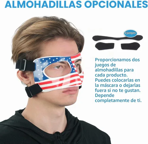 Vista 7 de QK01US - Protector de nariz para nariz rota, máscara de protección facial, máscara ajustable de bandera estadounidense, media máscara de mascarada