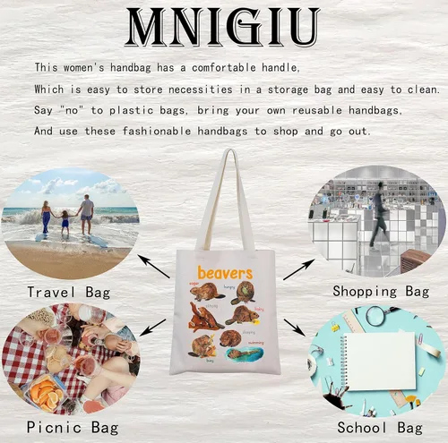 Vista 6 de MNIGIU Bolsa de mano de castor - Regalo para amantes de los animales