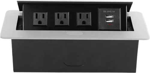 Vista 6 de Enchufe desplegable de escritorio con receptáculo de 3 tomas de corriente y 2 puertos USB