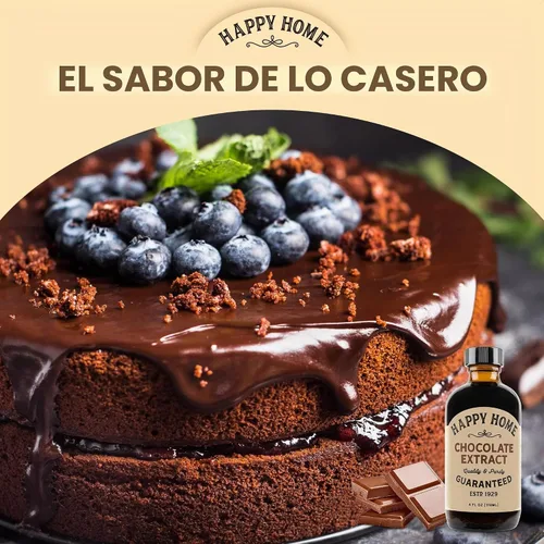 Vista 3 de Happy Home Sabor de chocolate natural prémium - Certificado Kosher, 4 onzas.