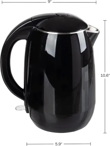 Vista 2 de Hervidor eléctrico – Calentador de agua de ebullición rápida con apagado automático con interior de acero inoxidable y construcción de doble pared
