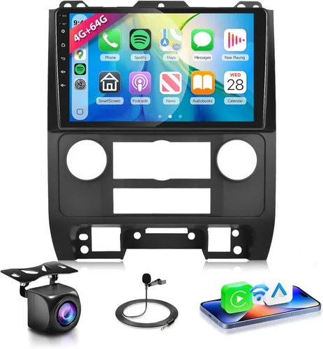 Vista 9 de 【HiFi 2G+64G】 Radio de coche para Ford Escape/Kuga/Mazda Tribute 2007-2012 Estéreo con CarPlay inalámbrico, Android Auto, pantalla táctil HD IPS