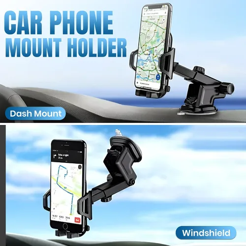 Vista 2 de Soporte de teléfono para automóvil, soporte de teléfono ajustable en 360°, soporte de teléfono celular para salpicadero y parabrisas, compatible