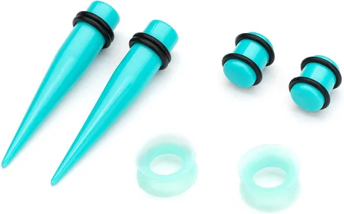 Vista 5 de CABBE KALLO Juego de 50 dilatadores de oreja de silicona, dilatadores y tapones acrílicos 14G-00G, juego de expansores de ojal para mujeres