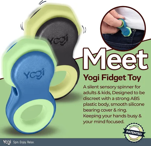 Vista 3 de Yogi Fidget Toy para adultos y niños – Juguete sensorial para aliviar el estrés con 5 anillos de silicona para los dedos – Fidget silencioso