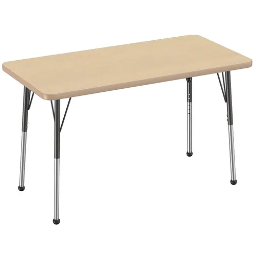 Vista 129 de FDP - Mesa rectangular para actividades escolares y de oficina (24 x 36 pulgadas), patas estándar con deslizadores giratorios, altura ajustable
