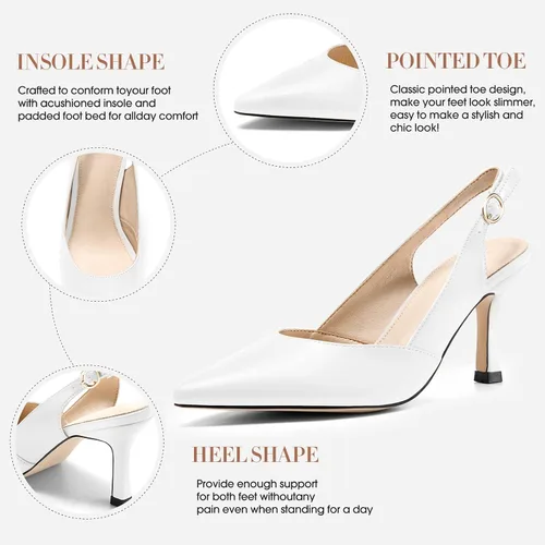 Vista 5 de Zapatos de tacón de gatito para mujer, con puntera puntiaguda, sin espalda, para boda, fiesta, vestido
