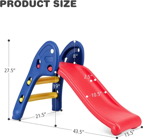 Vista 7 de BABY JOY Tobogán plegable, primer tobogán interior de plástico para escalar, juguete para niños (riel elíptico)