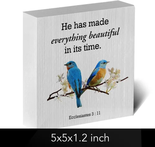 Vista 2 de Letrero de madera con versículo bíblico con texto en inglés "Country He Made Everything", estilo rústico, estilo granja, eclesiastés 3:11, placa