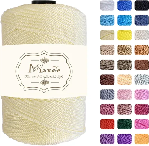 Vista 71 de Cordón de macramé de poliéster de alta calidad de 0.118 in × 218 yardas, 0.118 in, 100% polipropileno, ideal para ganchillo, ganchos de pared