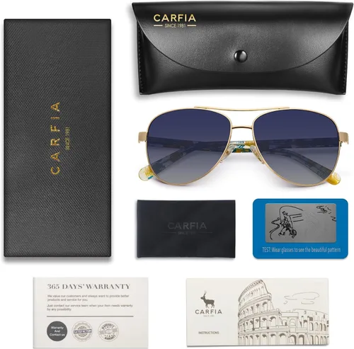 Vista 28 de CARFIA Gafas de sol polarizadas para mujer, protección UV, brazos de acetato, marco de metal, sombras para mujer, CA3216