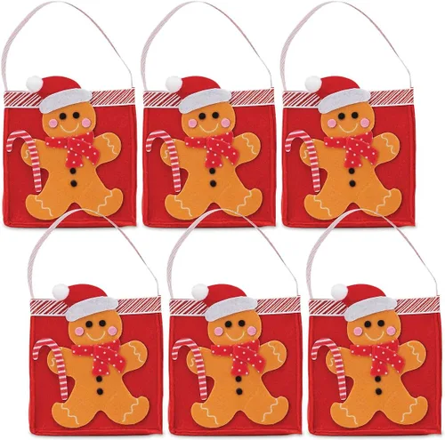 Vista 9 de Cardinal Ornament - Bolsas de fieltro de Navidad – Juego de 5 bolsas de regalo para niños, fiestas de vacaciones, decoración de profesores