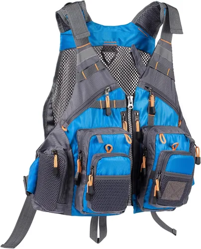 Vista 13 de Bassdash - Chaleco de pesca con mosca de múltiples bolsillos, tamaño ajustable, regalo para hombres y mujeres Marrón