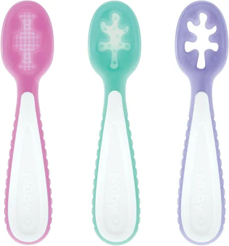 Vista 9 de Nuby Set de primeras cucharas para bebé - (3 paquetes) Utensilios de alimentación para bebés - 6+ meses Multicolor