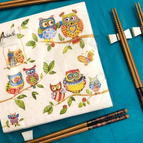 Vista 2 de Servilletas de búho de 13 x 13 pulgadas para decoupage, servilletas de otoño, servilletas de papel de cóctel, servilletas de San Valentín